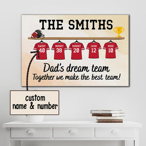 Rugby Lover, Dad's Dream Team, Together We Make The Best Team, Gift for Dad Canvas, Personalized Canvas