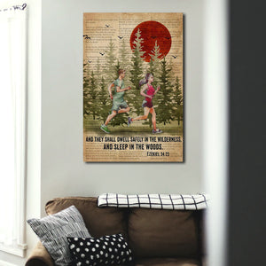 Running couple and they shall dwell safely in the wilderness and sleep in the woods, Couple Canvas