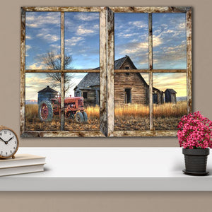 Rusty farm window view, Gift for Farmer Canvas, Wall-art Canvas