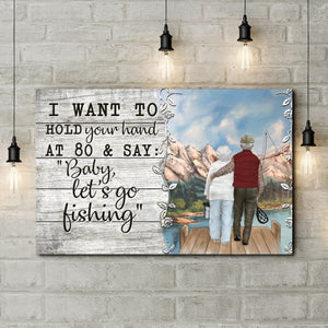 Baby let's go fishing, Gift for Couple Canvas, Fishing Canvas