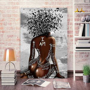 Sexy Black Girl, Music Girl - I Am Successful Enough, Small Enough, Strong Enough, Gift for Her Canvas