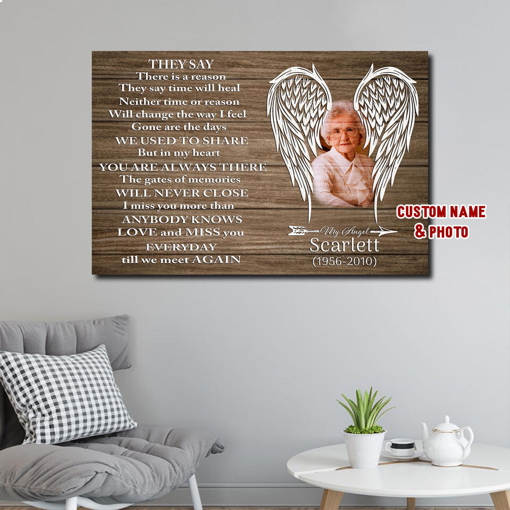 Wings, My Angel, They Say There Is A Reason, Gift for Her Canvas, Personalized Canvas