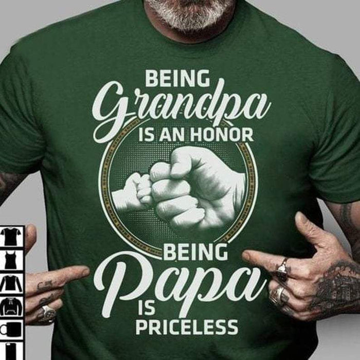 Being grandpa is an honor, Being papa is priceless T-shirt, Best gift for Dad T-shirt