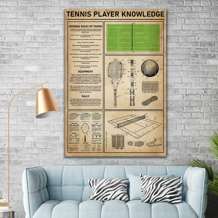 Tennis Player Knowledge General Rules Of Tennis Lover Canvas, Wall-art Canvas