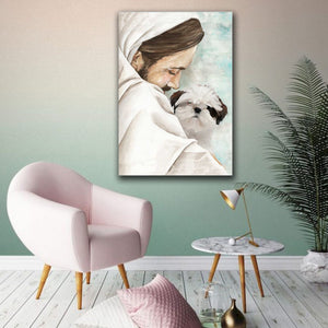 Baby STzu, Shih Tzu God, Jesus Dog Lover Canvas, Wall-art Canvas