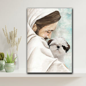 Baby STzu, Shih Tzu God, Jesus Dog Lover Canvas, Wall-art Canvas