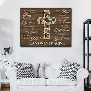 Button Crucifix, God Cross Canvas - Surrounded By Your Glory, What Will My Heart Feel, Will I Dance For You Jesus Canvas