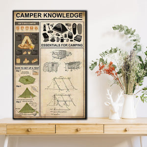 Camper Knowledge, Camping lover Canvas, Wall-art Canvas