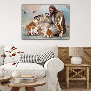 God English Bulldog, Jesus Dog Lover Canvas, Wall-art Canvas