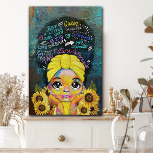 Little Princess Melanin Queen Black Girl Magic Cute Black African American, Gift for Her Canvas