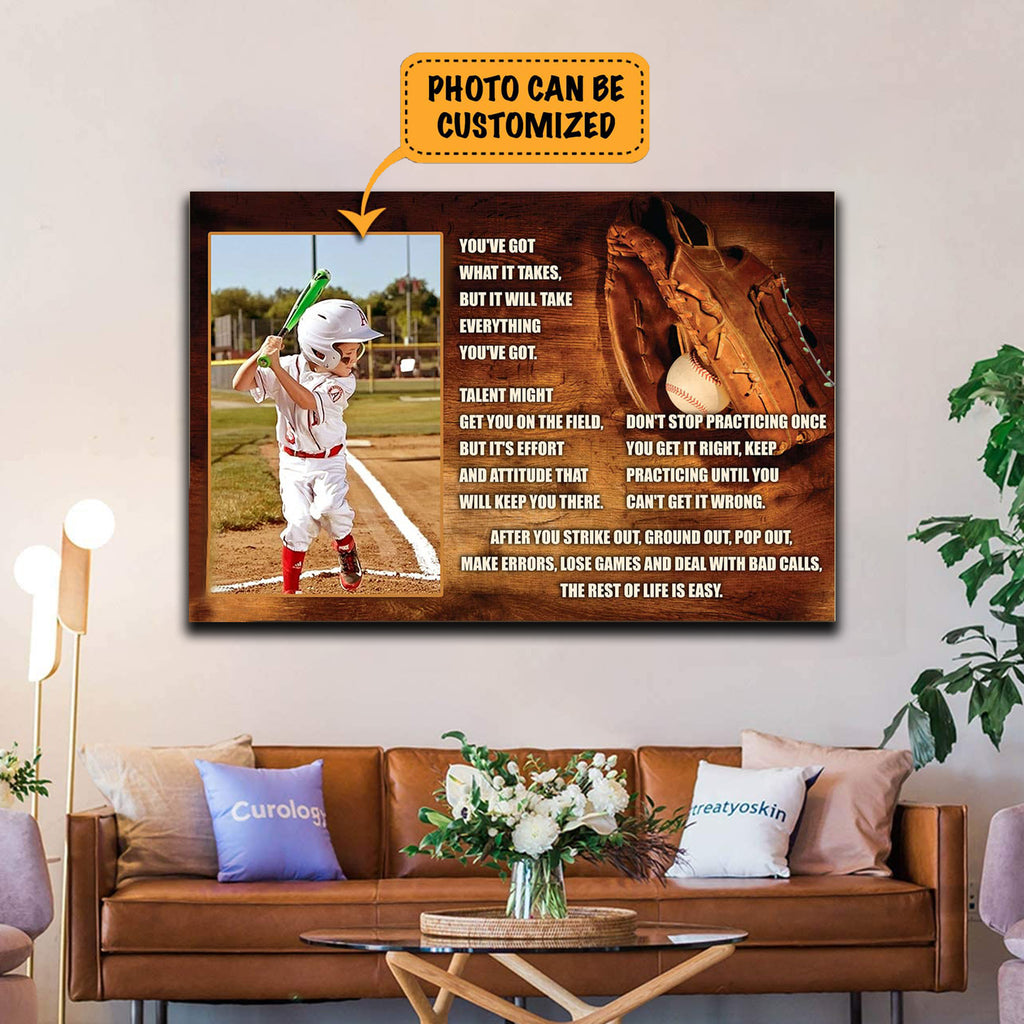 Personalized Photo You've Got What It Takes Baseball Canvas, Gift for Son Canvas