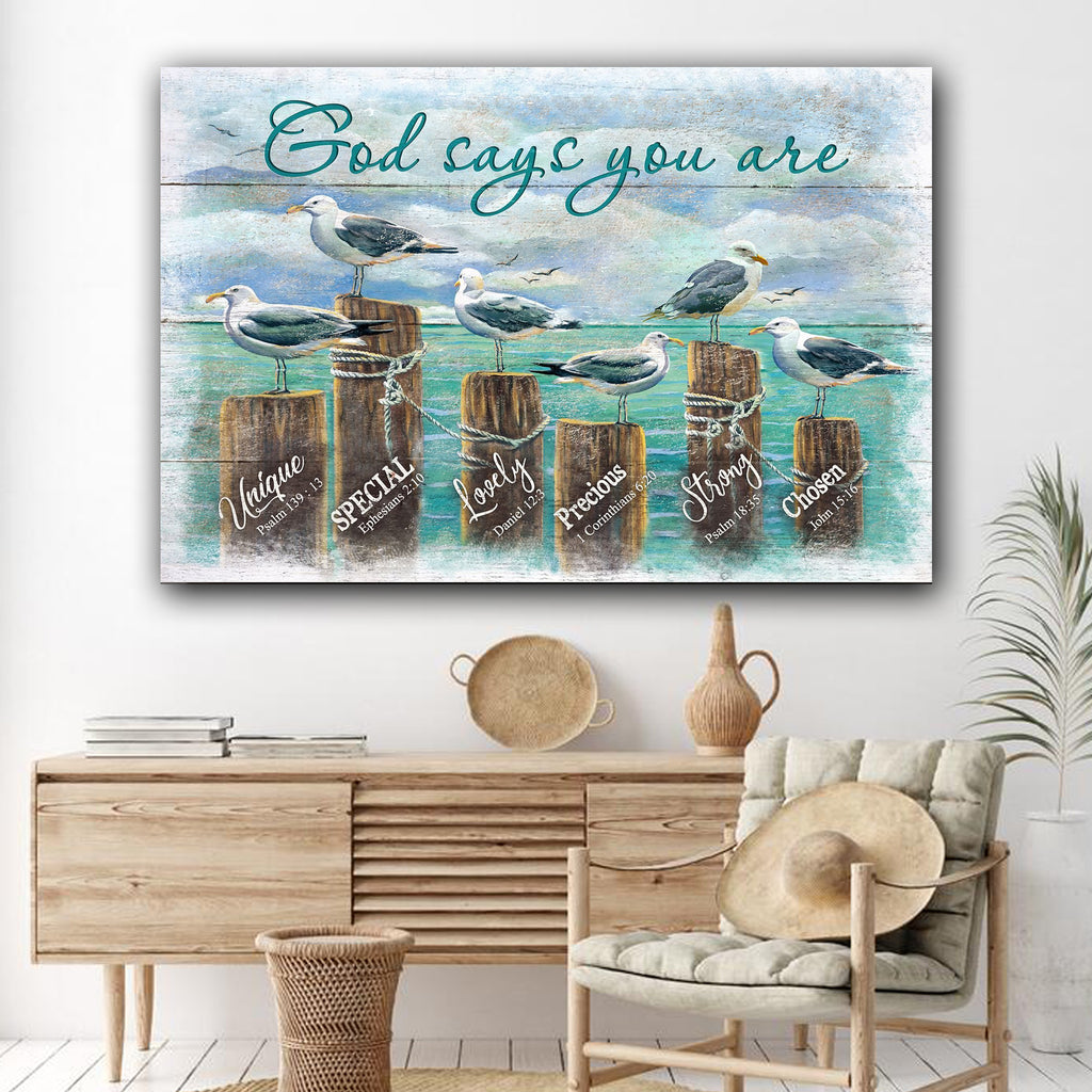 Seagull - God says you are - Jesus Canvas, Wall-art Canvas