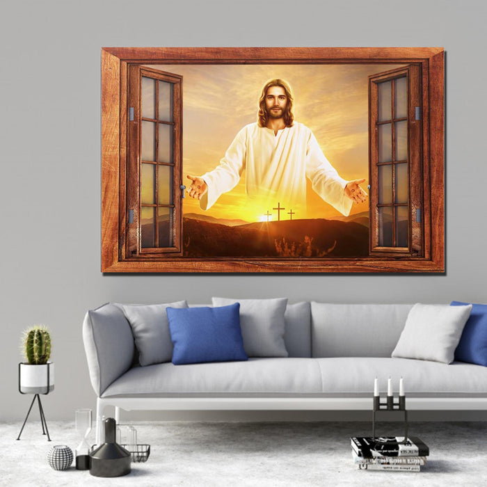 The God And The Cross Outside The Window Canvas
