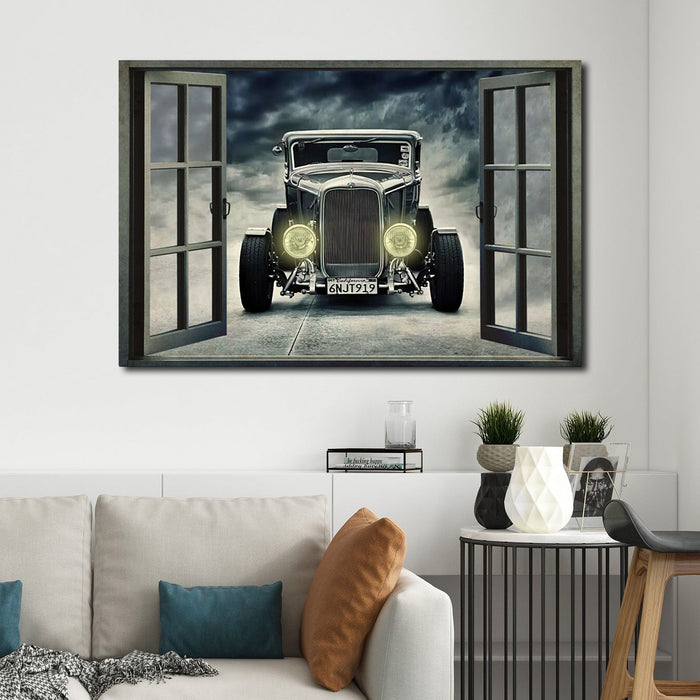 The Hot Rod Outside The Window Canvas