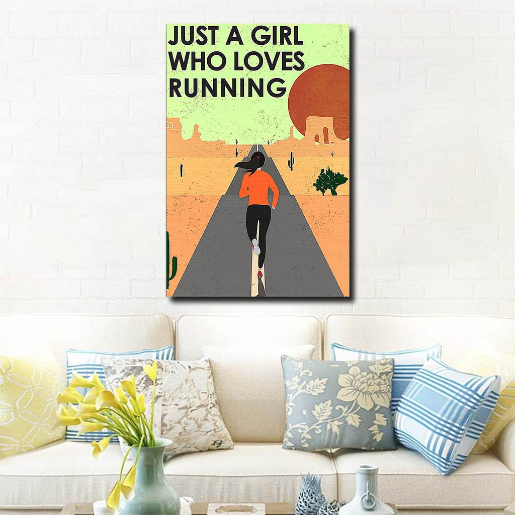 The Girl Running - Just A Girl Who Loves Running, Gift for Her Canvas, Wall-art Canvas