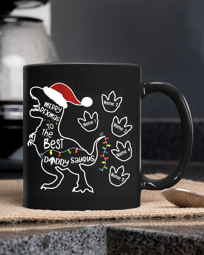 Merry Resmas to the best Daddysaurus Gift for Dad Personalized Mugs