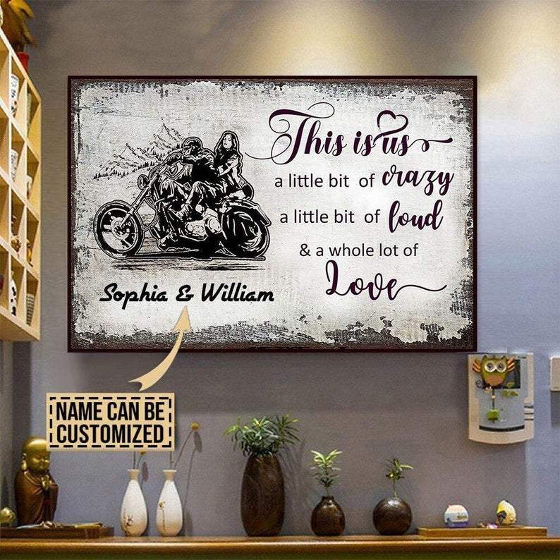 This is us - crazy - loud and a whole lot of love, Bicycle lover, Couple Canvas, Personalized Canvas