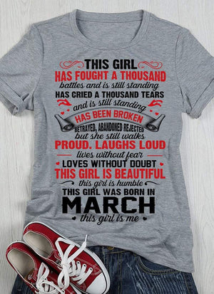 This Girl Has Fought A Thousand Battles And Is Still Standing, Girls T-shirt