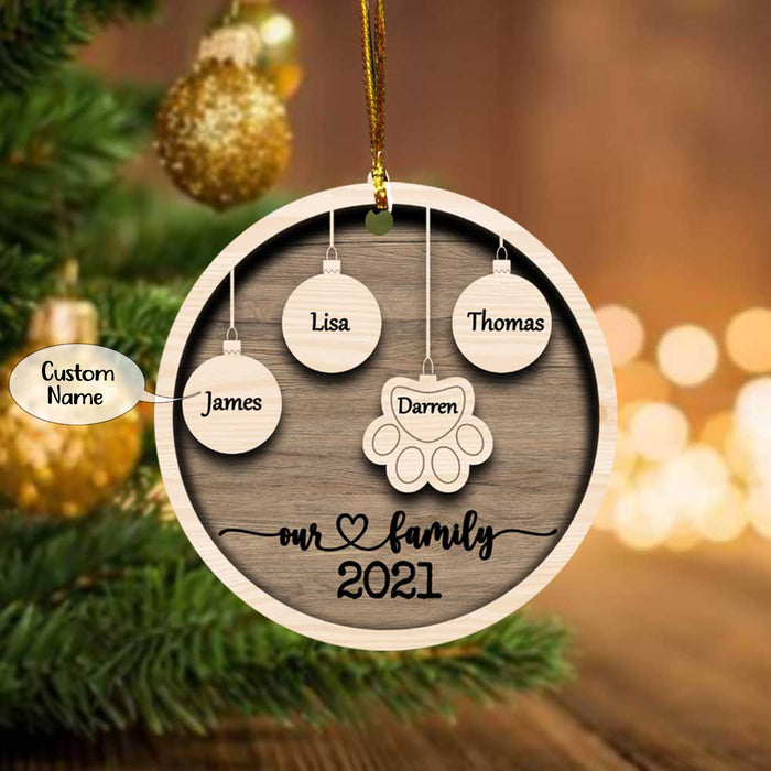 Our Family Bear 2021 Personalized Ornament