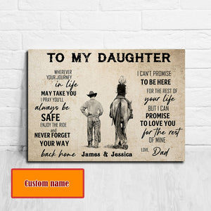 To my Daughter, I can promise to love you for the rest of mine, Personalized Canvas