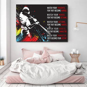 Watch your thoughts, for they become words, Baseball lover Canvas, Wall-art Canvas