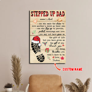 Stepped Up Dad Definition, Gift for Dad Canvas, Personalized Canvas