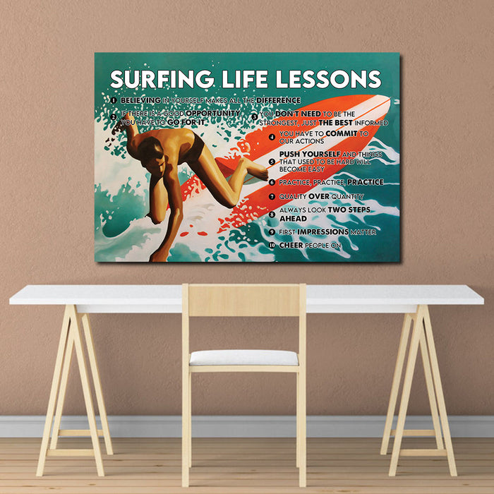 Surfing life lessons, believing in yourself makes all the difference, Surfing lover Canvas