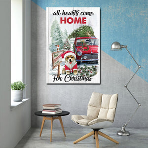 All Heart Come Home For Christmas, Dogs and Truck Canvas, Christmas Canvas