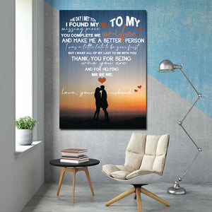 To my wife, the day I meet you I found my missing piece, Husband & Wife Canvas