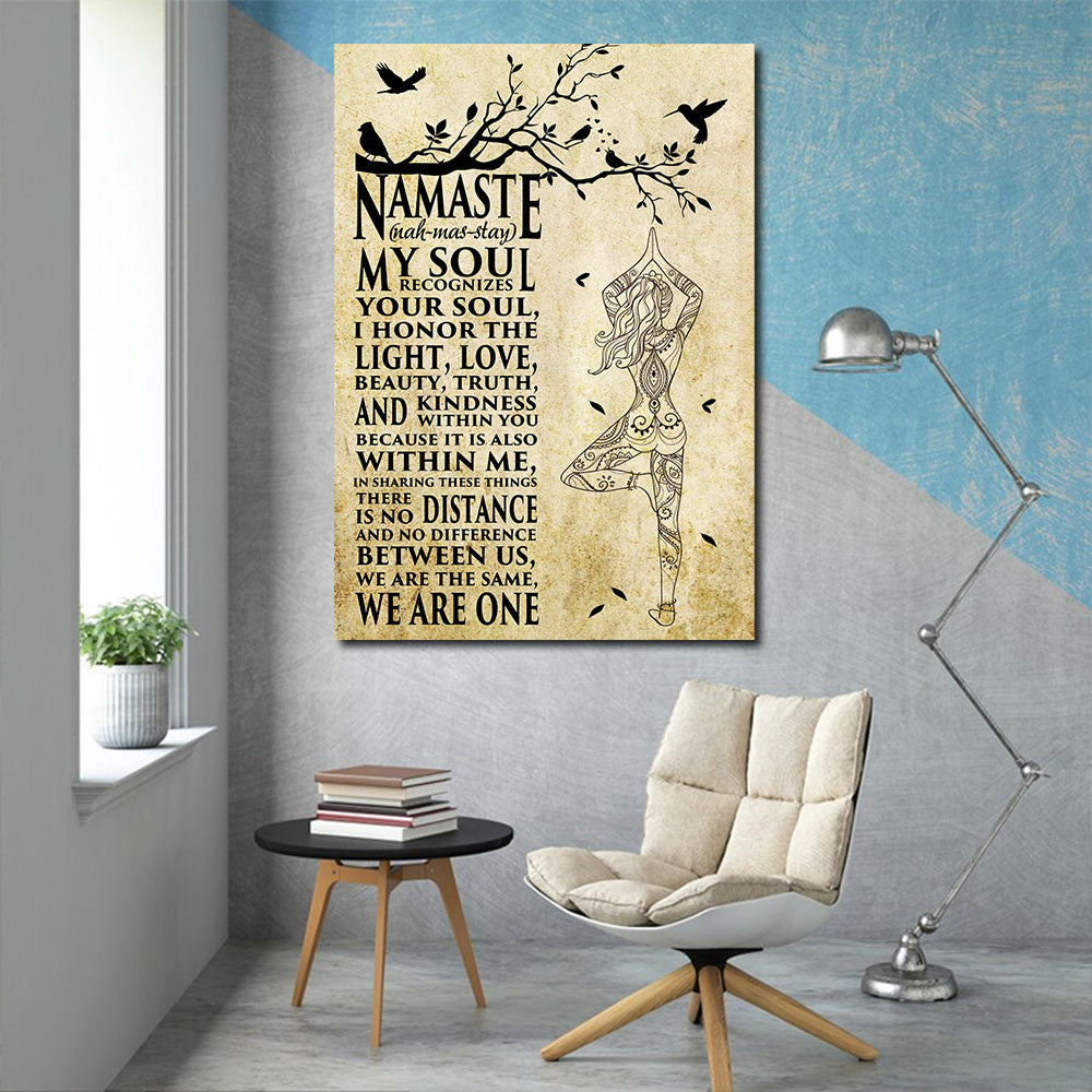 Namaste My soul recognizes our soul, I honor the light, love, beauty, truth, Gift Idea, Wall-art Canvas