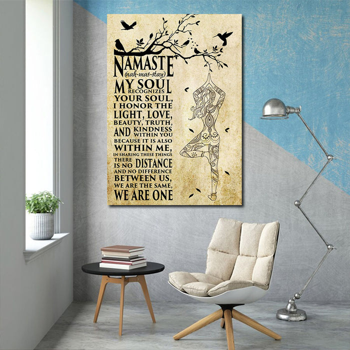 Namaste My soul recognizes our soul, I honor the light, love, beauty, truth, Gift Idea, Wall-art Canvas