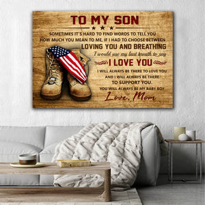 To My Son, Sometimes It's Hard To Find Words To Tell You I Love You Matte Canvas, Mom to Son Canvas