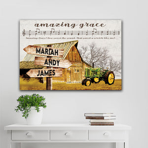 Tractor And House, Amazing Grace How Sweet The Sound, That Saved A Wretch Like Me, Street Signs Canvas, Personalized Canvas
