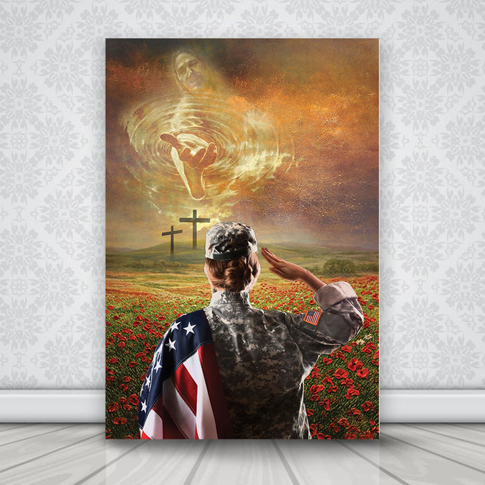 God Raised His Hand To The Soldier Canvas, Wall-art Canvas