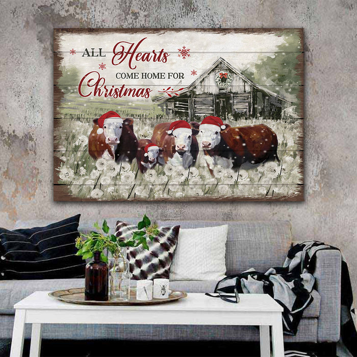 All Hearts Come Home For Christmas, Cows Canvas, Wall-art Canvas