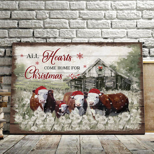 All Hearts Come Home For Christmas, Cows Canvas, Wall-art Canvas