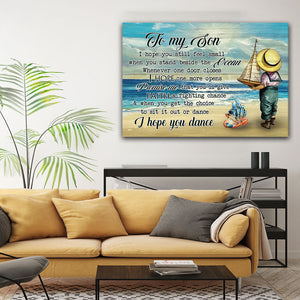 I hope you still feel small when you stand beside the ocean, Gift for Son Canvas