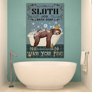 Sloth Bath Soap Wash Your Paws, Funny Canvas