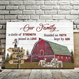 Our Family a circle of strength joined in love, Street Signs Canvas, Personalized Canvas