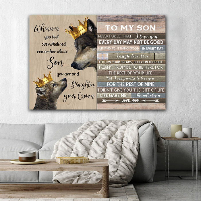 Wolf - To my son, remember whose son you are, Gift from Mom Canvas