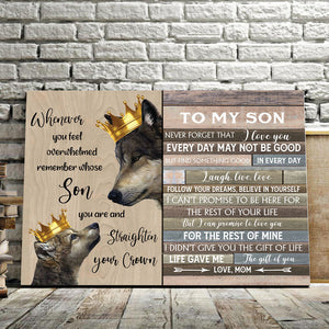 Wolf - To my son, remember whose son you are, Gift from Mom Canvas