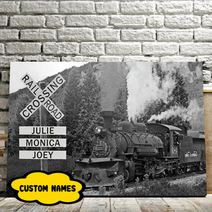 Rail Crossing Road, Street Sign Canvas, Personalized Canvas