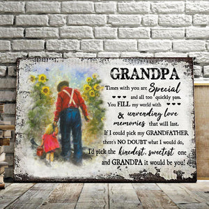 Times with you are special and all too quickly pass, Gift from Daughter to Grandpa Canvas