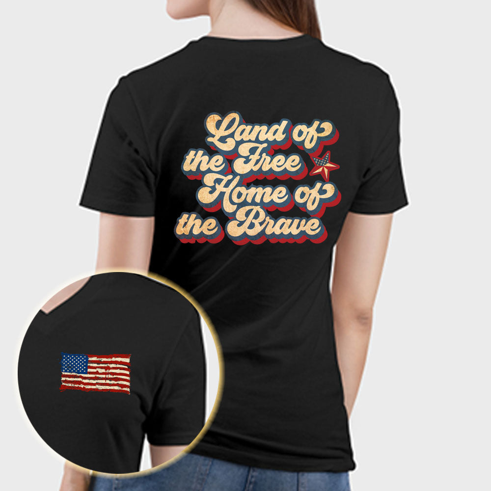 Land of the Tree Home of the Brave American Flag Shirt