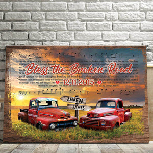 Truck Couple, Bless The Broken Road, Music Canvas, Gift for Couple, Personalized Canvas