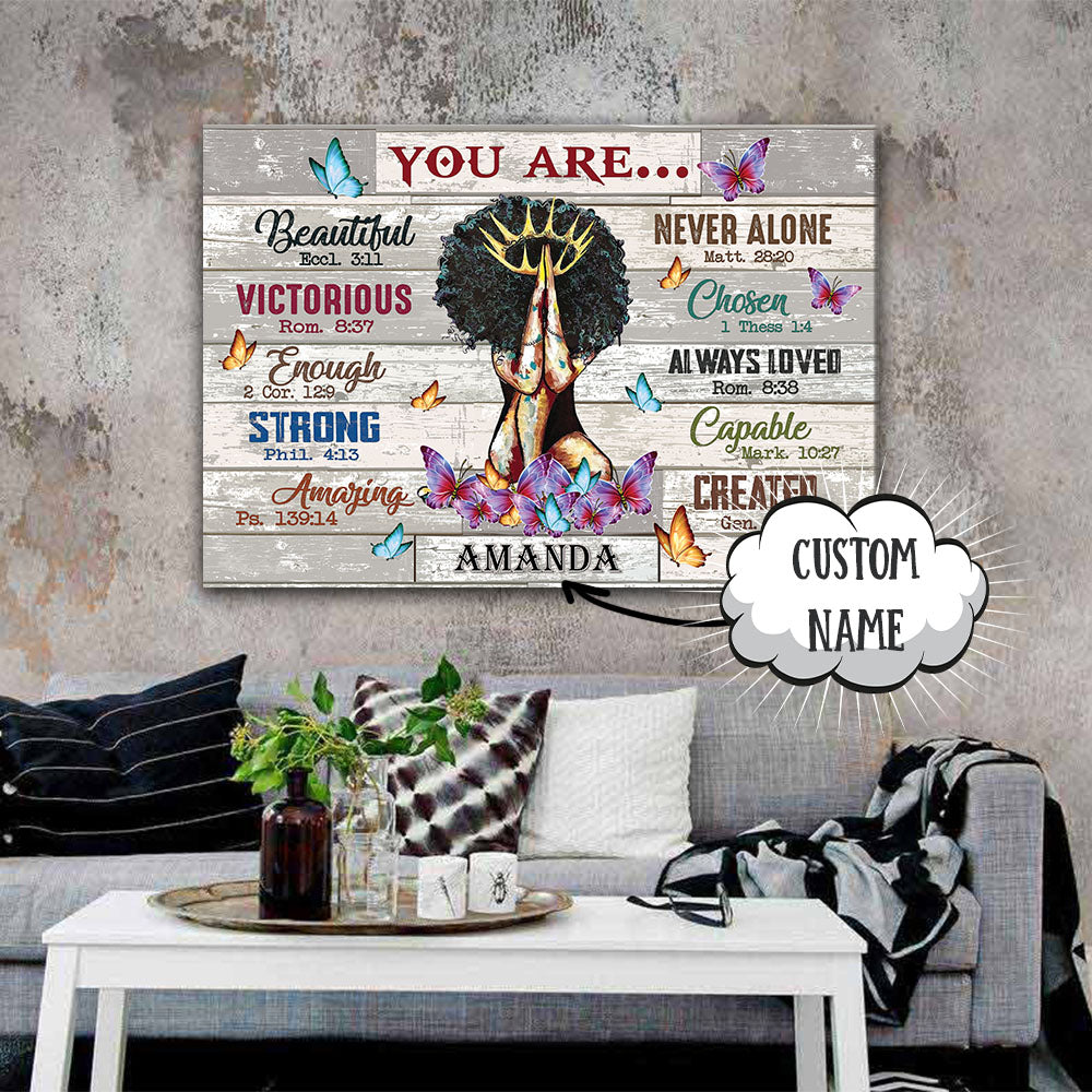 Personalized You Are Beautiful Victorious Melanin Girl Canvas