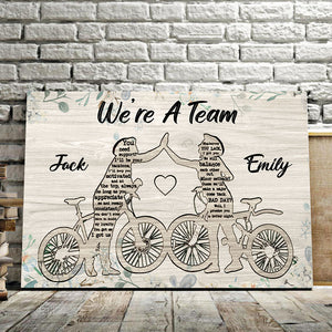 Cycling together we're a team, Couple Canvas, Personalized Canvas