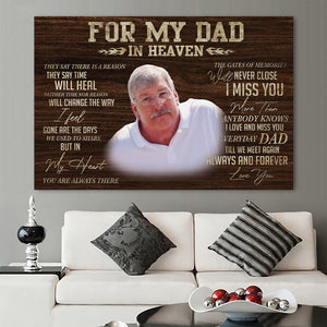or my Dad in heaven, I always and forever love you, Gift for Dad Canvas, Personalized Canvas