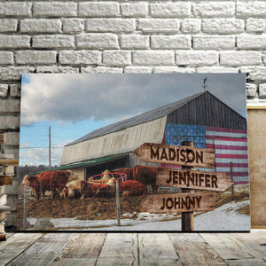 Byre, American Flag, Street Signs Canvas, Personalized Canvas