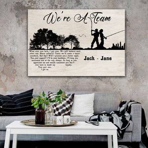 We're A Team Fishing, Couple Canvas, Personalized Canvas